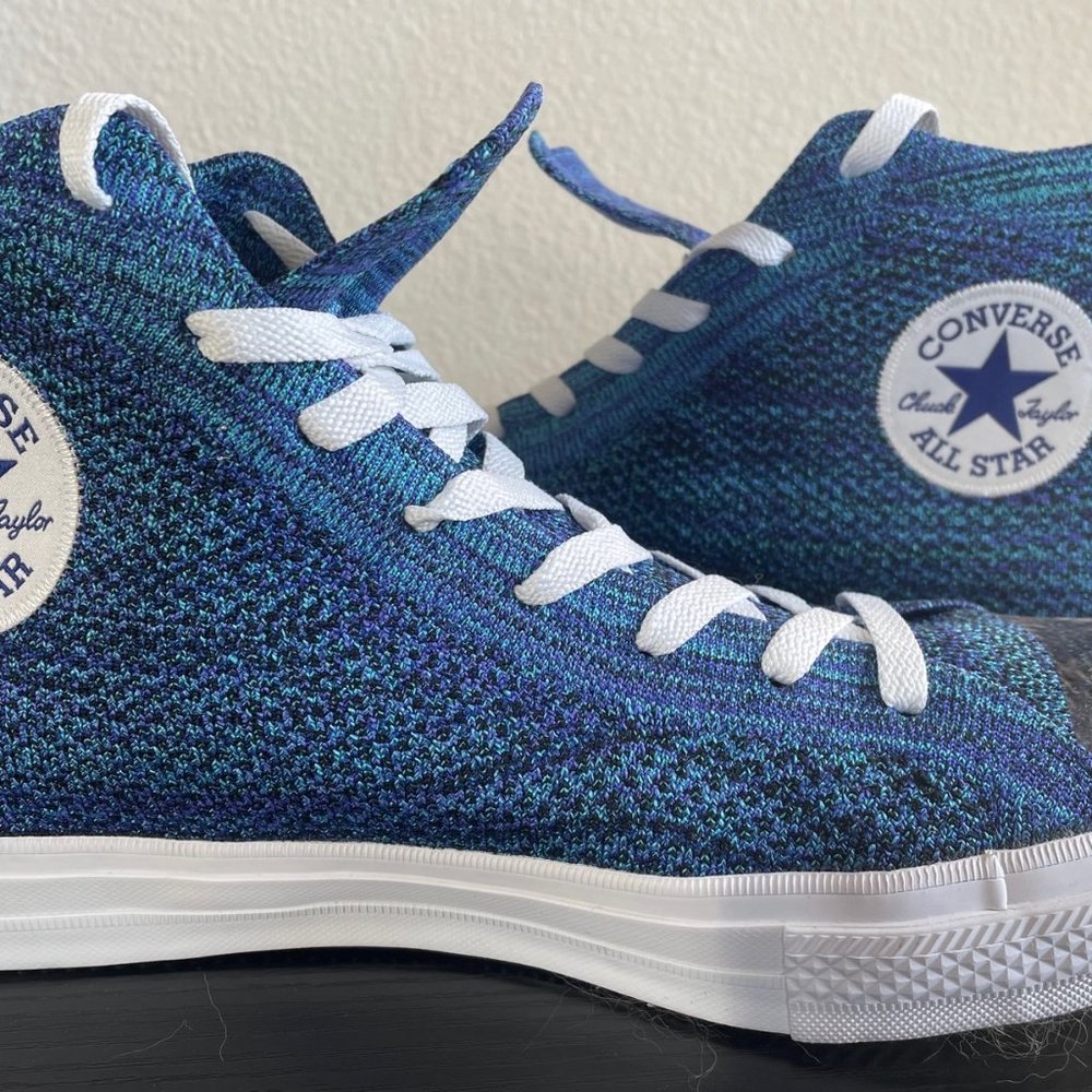 Chuck Taylor All Star Converse Hi Tops – Indigo Blue Textile Knit Canvas, US 11